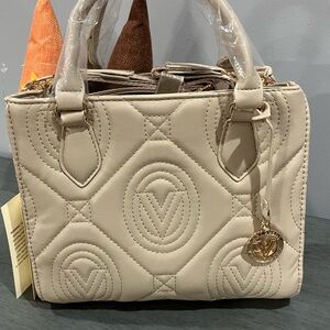 Valentino Orlandi Quilted Beige Satchel